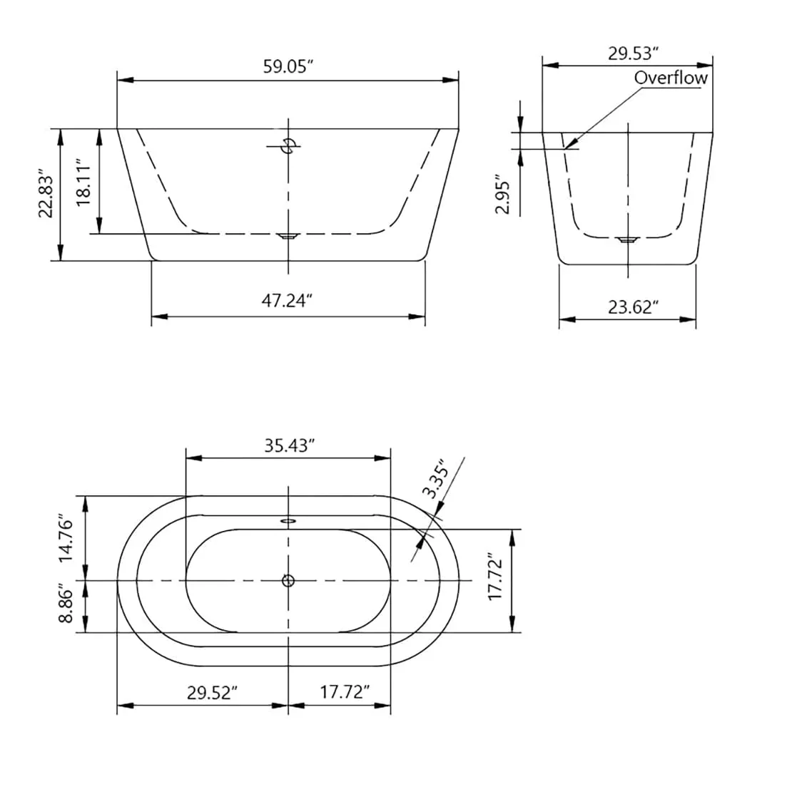 Empava 59 in. Freestanding Soaking Bathtub | EMPV-59FT1505 - Image 7