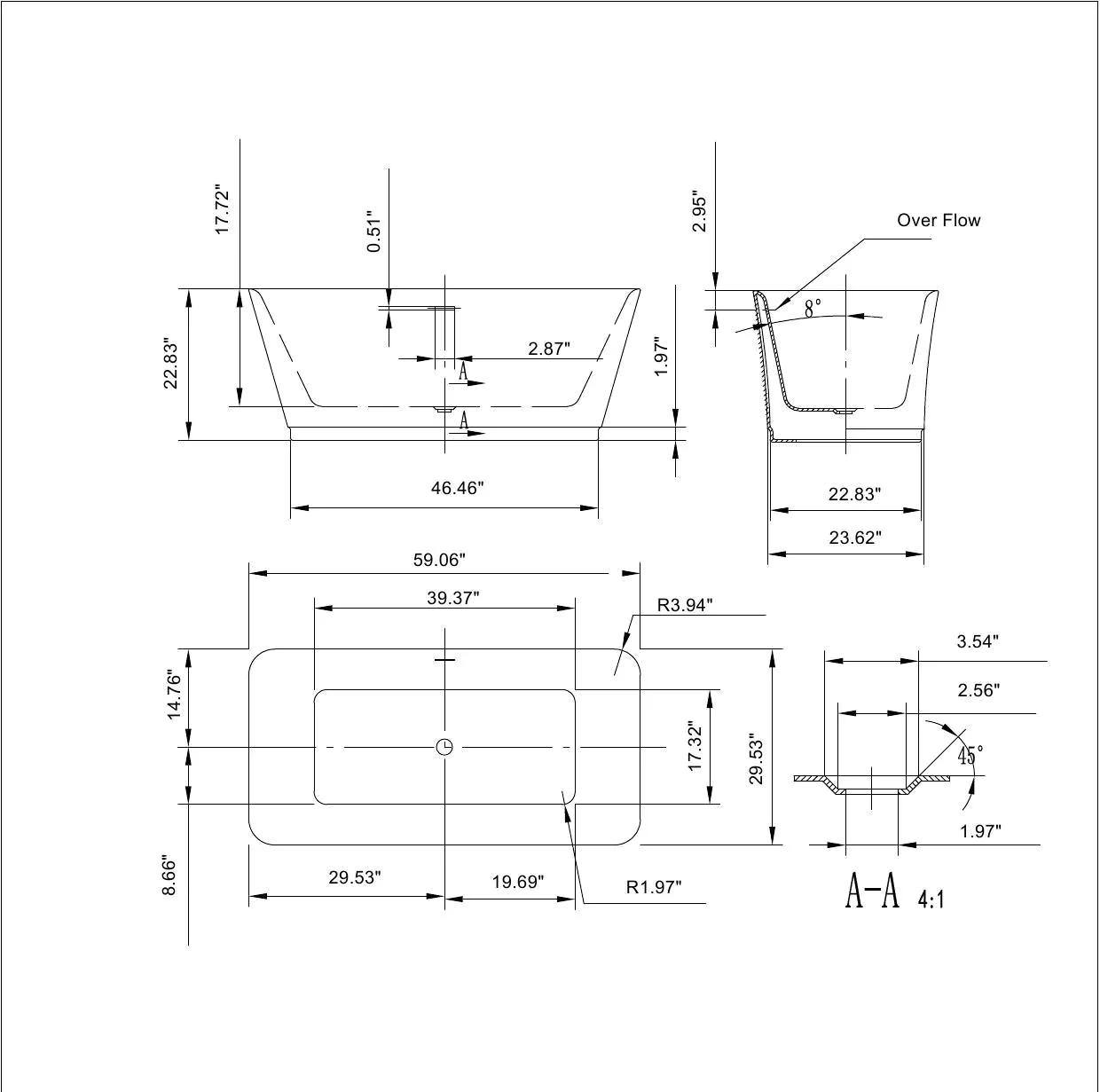 Empava 59 in. Freestanding Soaking Bathtub | EMPV-59FT1511 - Image 7
