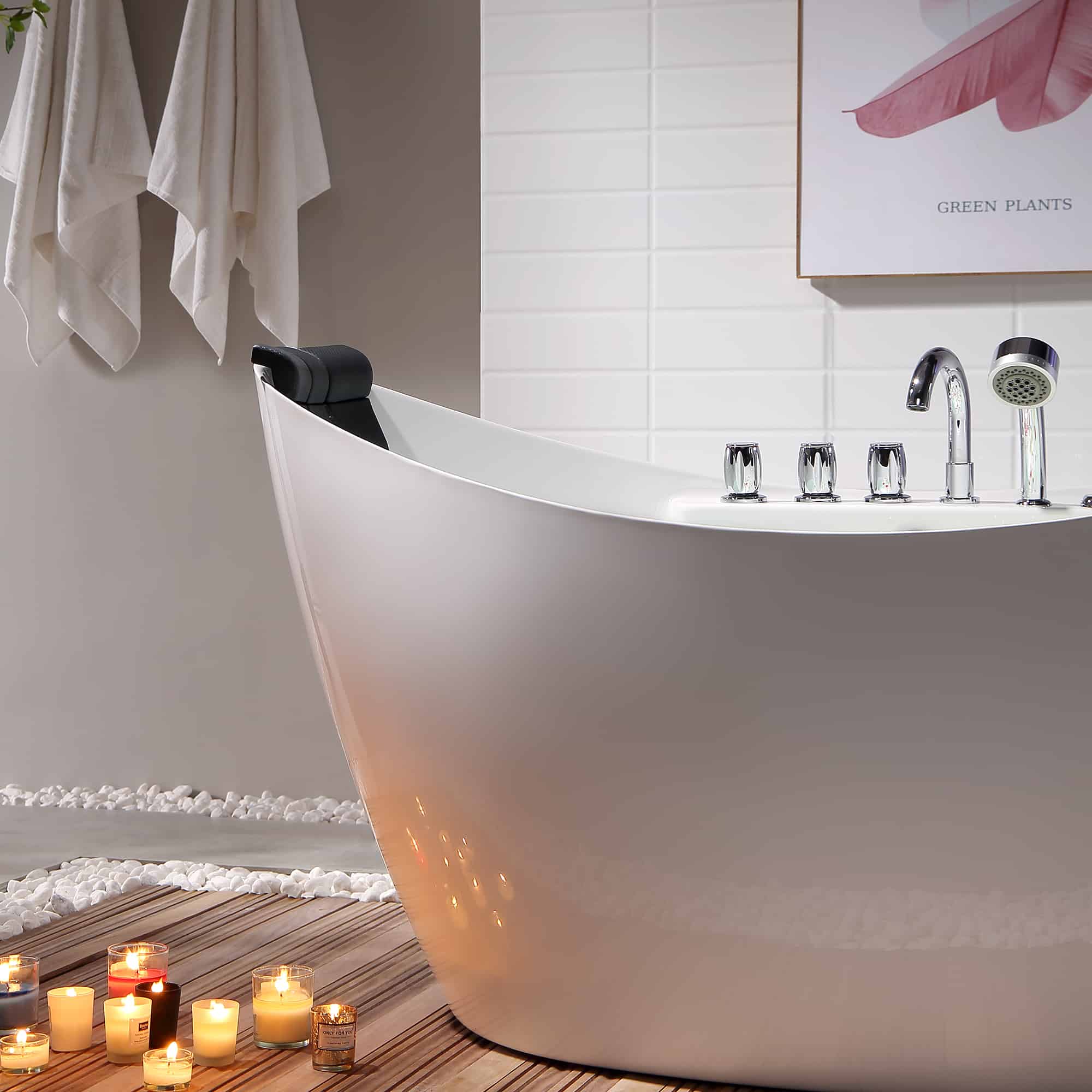 Empava 59 in. Whirlpool Freestanding Acrylic Bathtub | EMPV-59AIS11 - Image 9