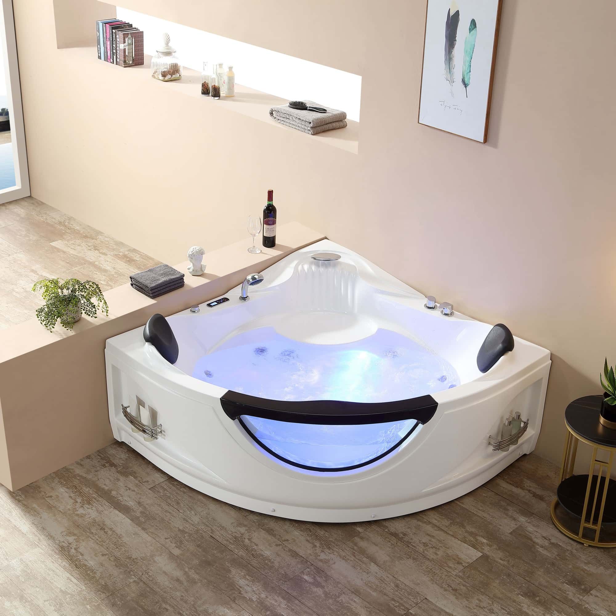 Empava 59 in. Whirlpool LED Corner Bathtub  | EMPV-59JT319LED - Image 2