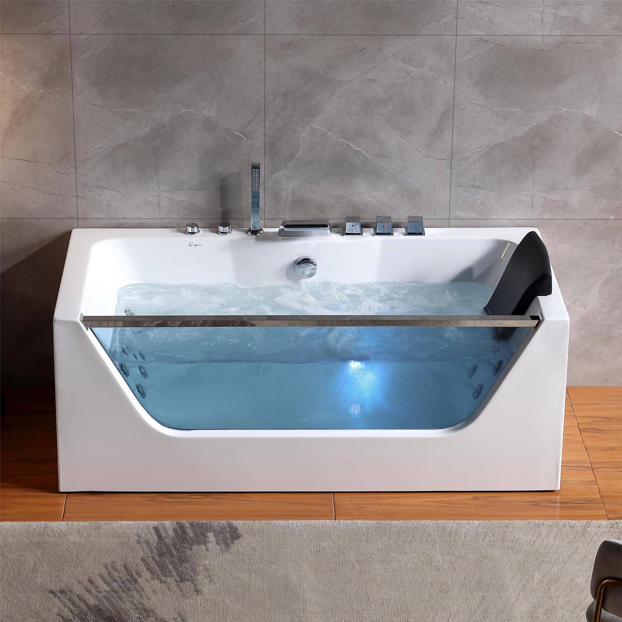 Empava 59 in. Whirlpool Rectangular Bathtub | EMPV-59JT408LED - Image 2