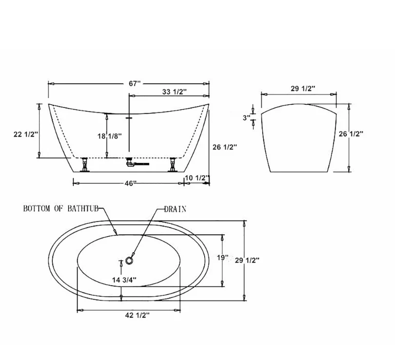 Empava 67 in. Freestanding Soaking Bathtub | EMPV-67FT1518 - Image 11