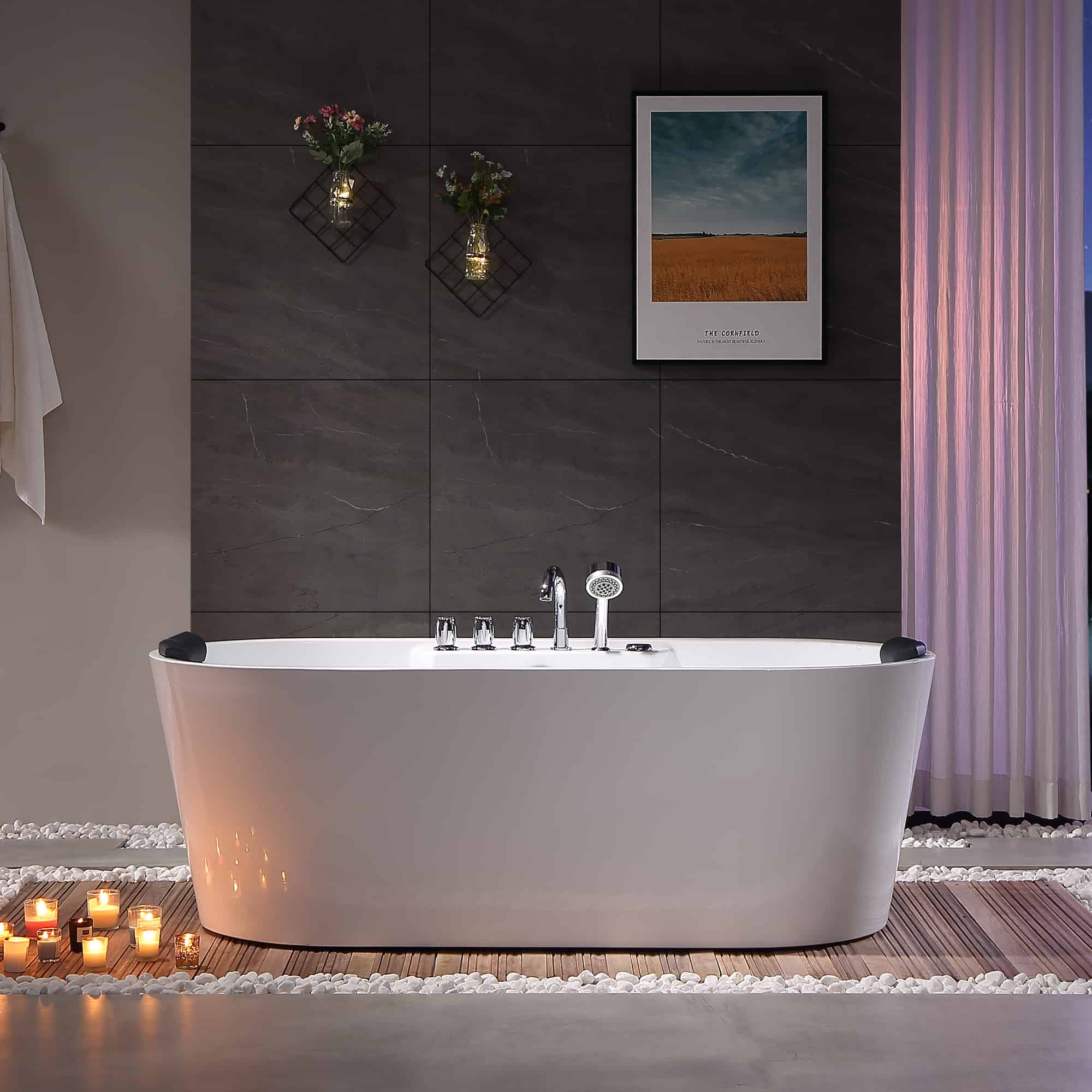 Empava 67 in. Whirlpool Acrylic Freestanding Bathtub | EMPV-67AIS01 - Image 2