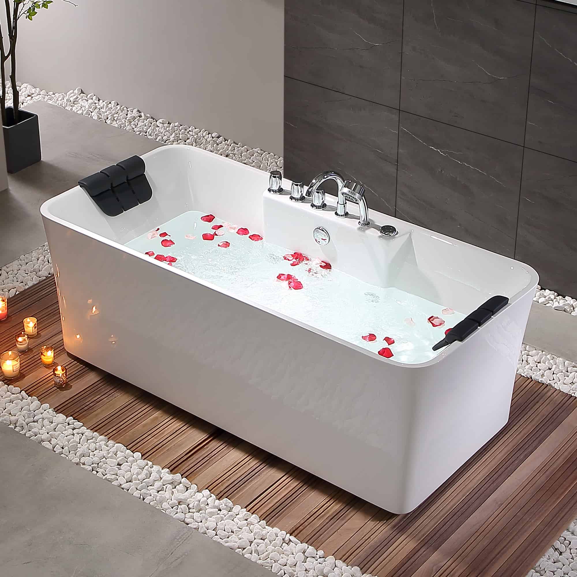 Empava 67 in. Whirlpool Freestanding Acrylic Bathtub | EMPV-67AIS16 - Image 5