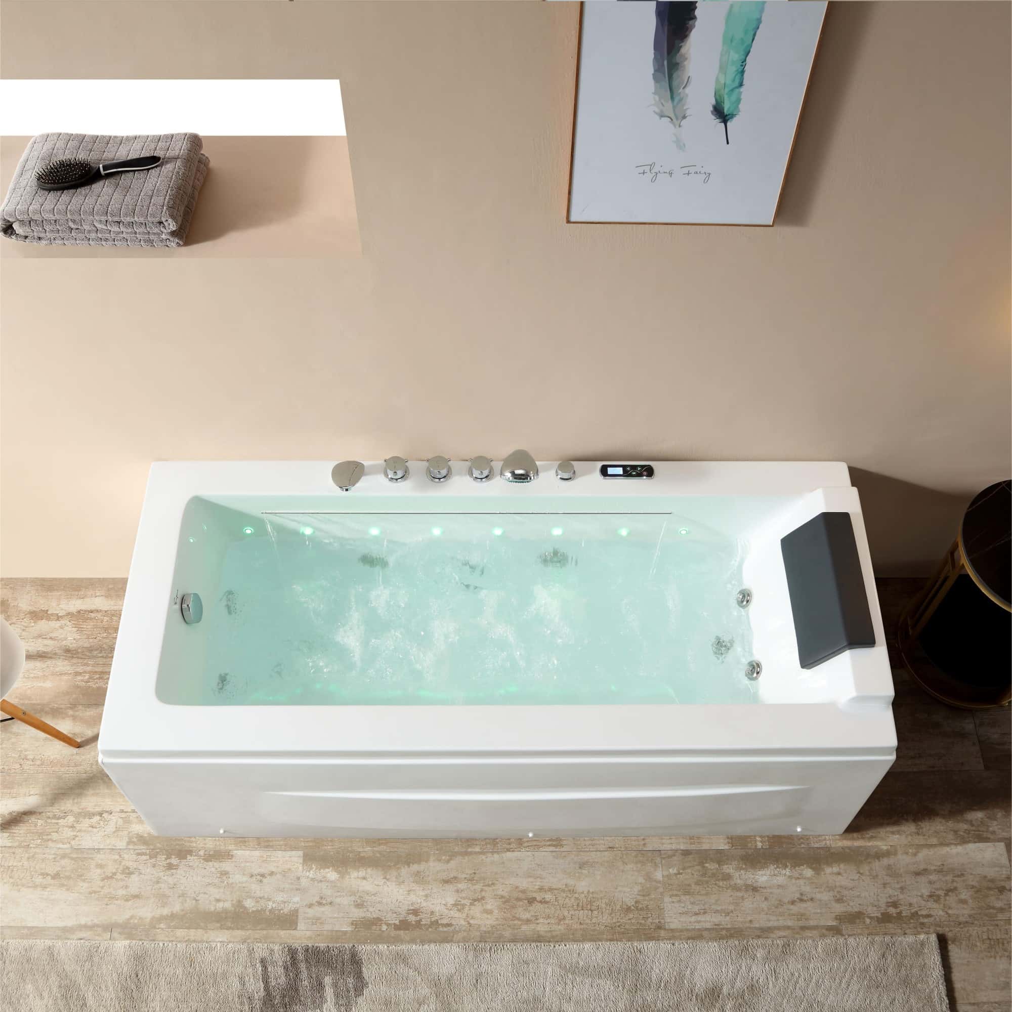 Empava 67 in. Whirlpool Rectangular Bathtub  | EMPV-67JT351LED - Image 2