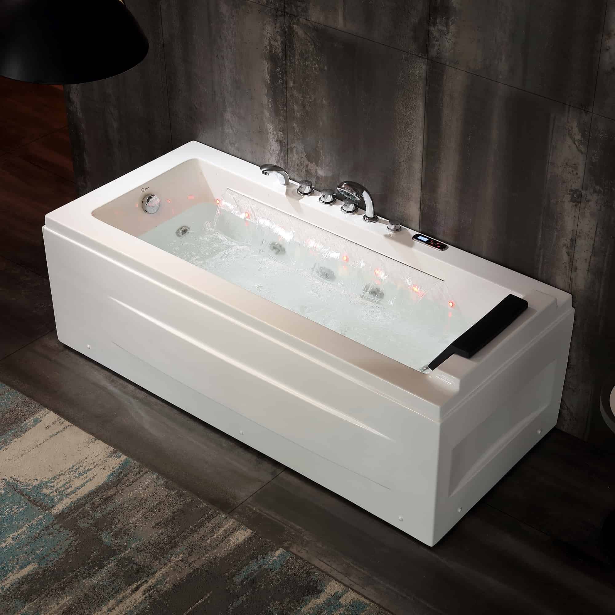 Empava 67 in. Whirlpool Rectangular Bathtub  | EMPV-67JT351LED - Image 5