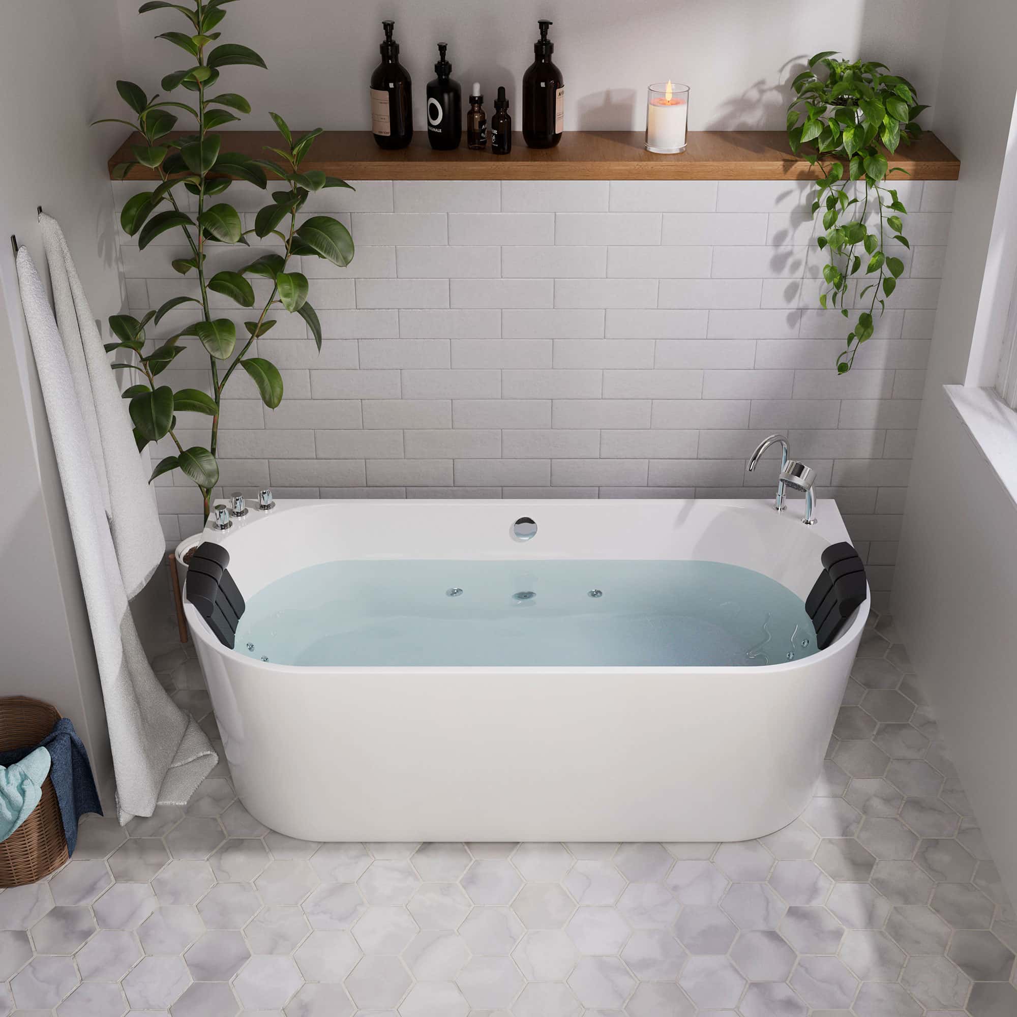 Empava 71 in. Whirlpool Acrylic Alcove Bathtub | EMPV-71AIS08 - Image 3