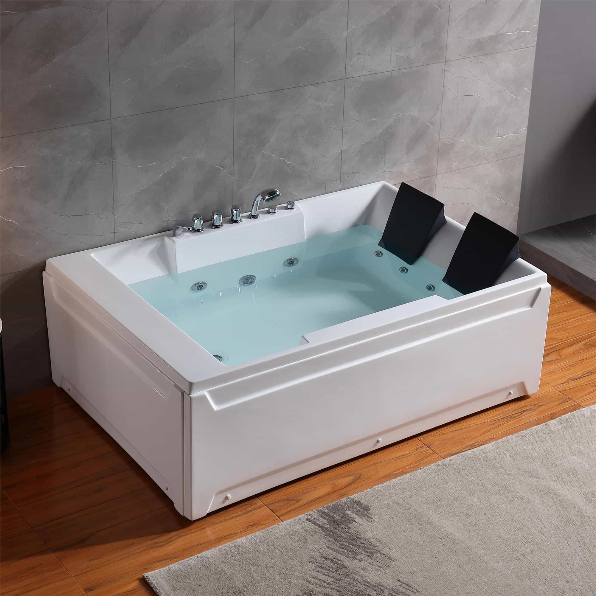 Empava 72 in. Whirlpool Rectangular Bathtub  | EMPV-72JT367LED - Image 3
