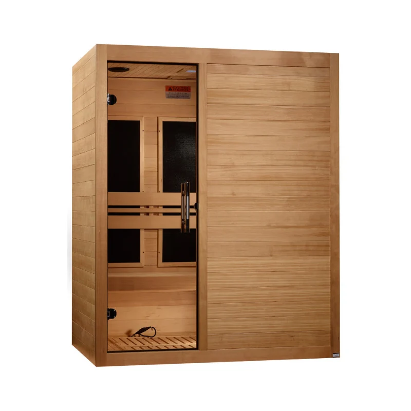 Golden Designs Maxxus S-Line 3-Person Ultra Low EMF FAR Infrared Sauna with Canadian Hemlock | MX-S306-01 Elite