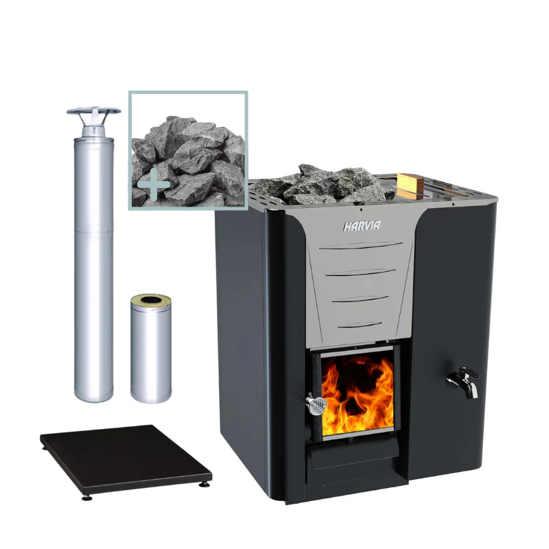 Harvia 20 RS Pro Wood Sauna Stove with Water Tank Package - Image 2