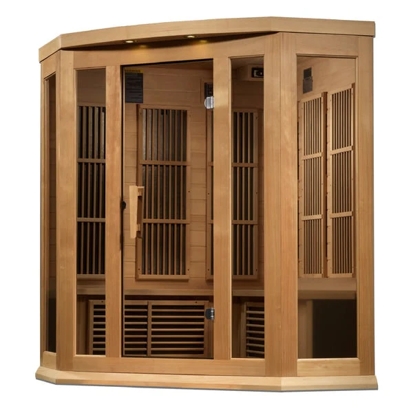 Golden Designs Maxxus 3-Person Corner Near Zero EMF FAR Infrared Sauna in Canadian Hemlock | MX-K356-01-ZF - Image 3