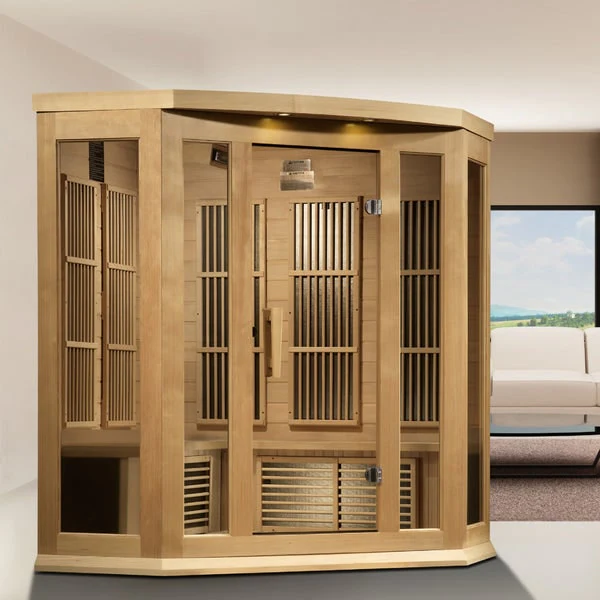 Golden Designs Maxxus 3-Person Corner Near Zero EMF FAR Infrared Sauna in Canadian Hemlock | MX-K356-01-ZF - Image 4