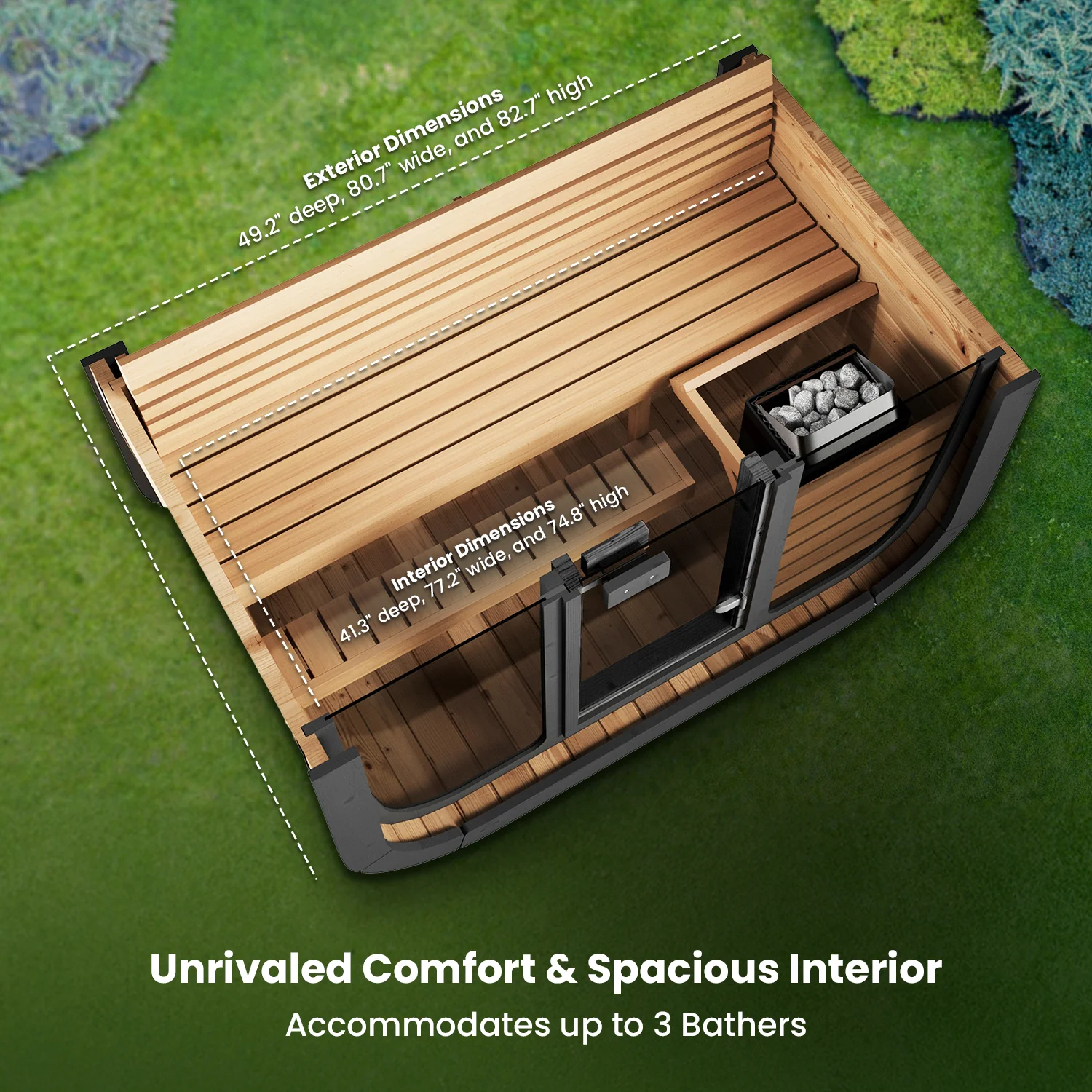 SaunaLife CL4G 3-Person Cube-Series Outdoor Home Sauna Kit - Image 3