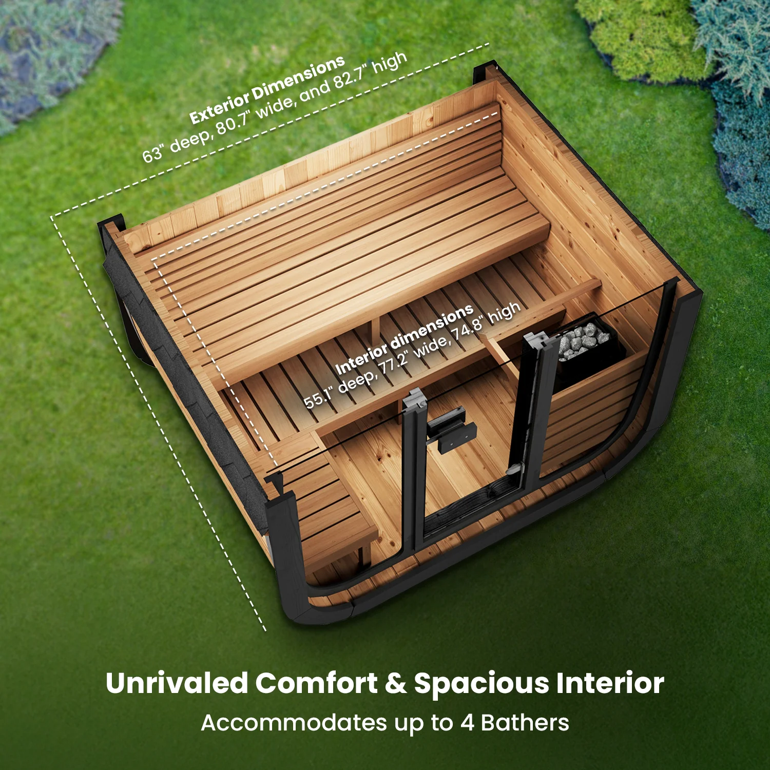 SaunaLife CL5G 4-Person Cube-Series Outdoor Home Sauna Kit - Image 3