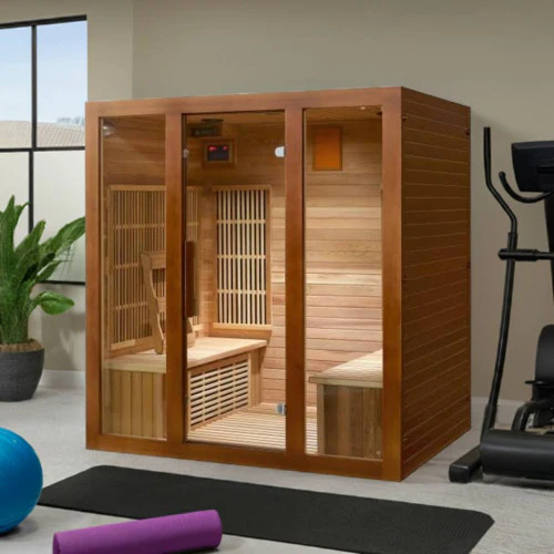 Sunray Roslyn 4-Person Cedar Sauna with Carbon Heaters and Side Bench Seating - Image 12